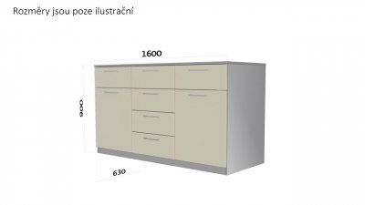 Komoda typ 1 - NA MÍRU se šesti šuplíky a dvěma dvířky