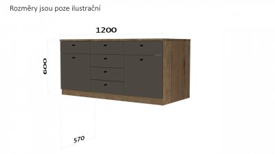 Komoda typ 1 - NA MÍRU se šesti šuplíky a dvěma dvířky