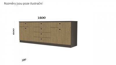 Komoda typ 1 - NA MÍRU se šesti šuplíky a dvěma dvířky