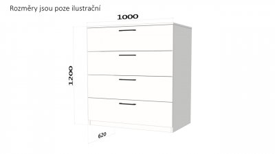 Komoda typ 2 - NA MÍRU - se čtyřmi prostornými šuplíky
