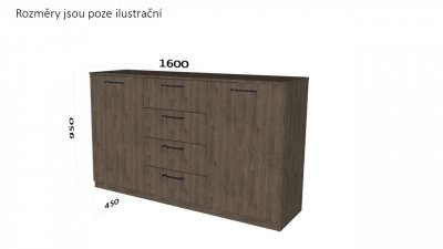 Komoda typ 3 - NA MÍRU - čtyři šuplíky, dva dvířka