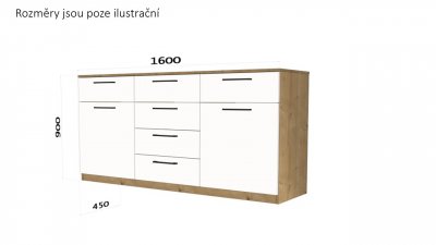 Komoda typ 1 - NA MÍRU se šesti šuplíky a dvěma dvířky