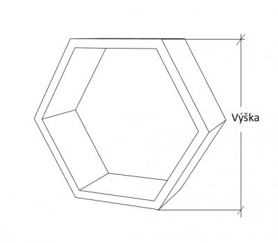 Závěsná police HEXAGON s poličkou, volitelný dekor