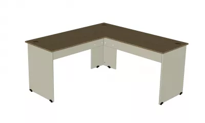 Rohový psací stůl na míru, volitelné hloubky vrchních desek, stavitelné patky