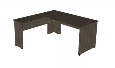 Rohový psací stůl na míru, volitelné hloubky vrchních desek, stavitelné patky